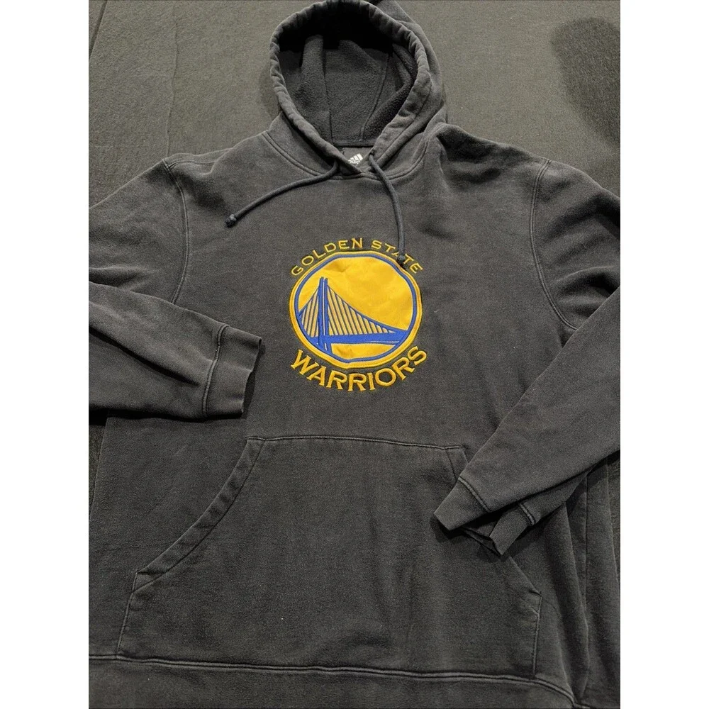 Adidas Golden State Warriors Hoodie Mens Sz Medium Black Logo Cotton Curry Green